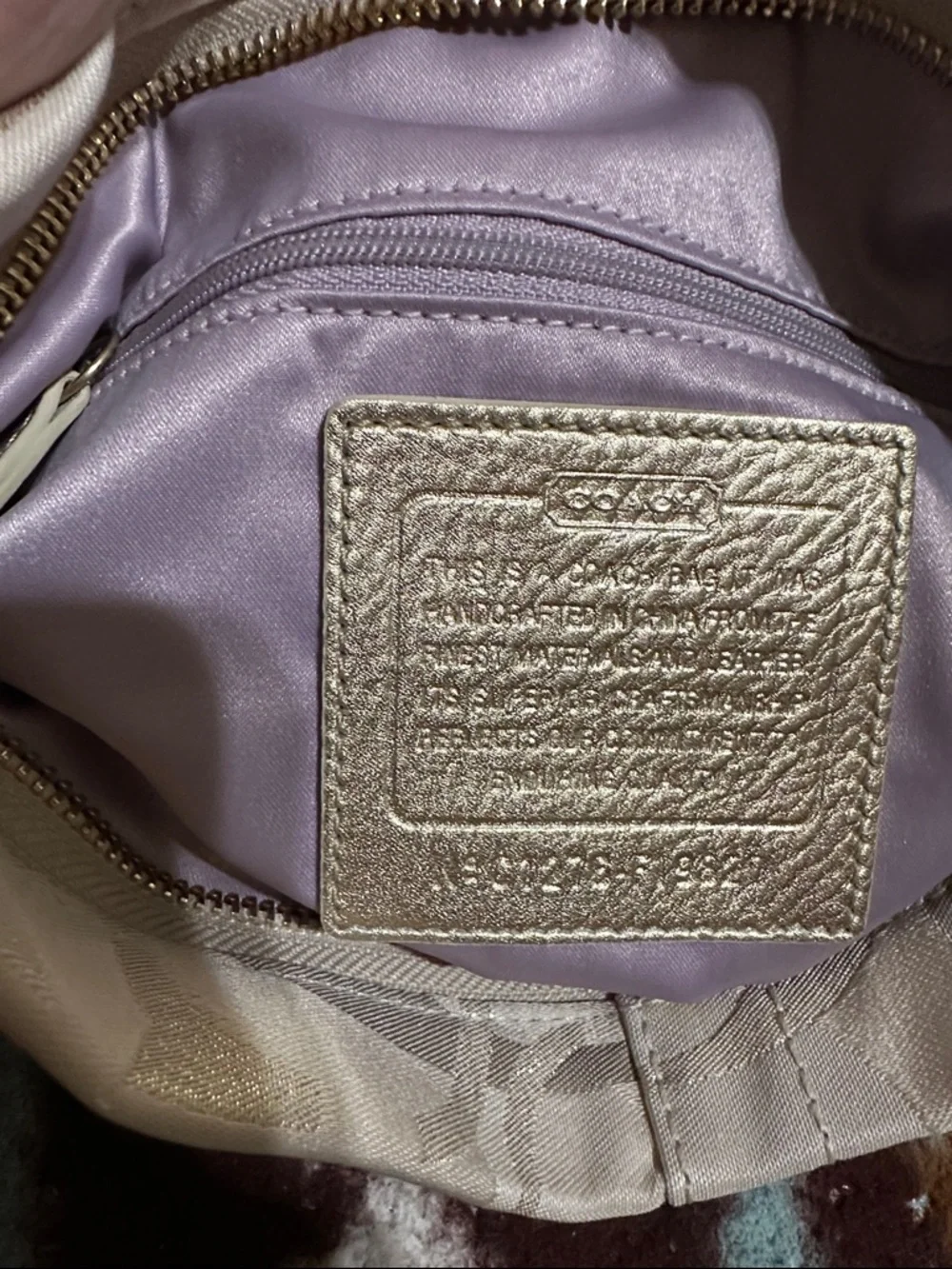 Coach Metallic Gold and Cream Signature Crossbody Shoulder/Crossbody Bag - Picture 14 of 15